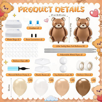 Kasyat 2 Set Bear Balloon Column Stand Kit Bearly Baby Shower Balloon Arch Kit - Image 2
