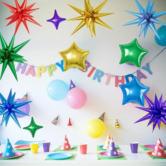 Colorful Star Balloons, 22/18/10 Inch Foil Rainbow Balloons - Image 4