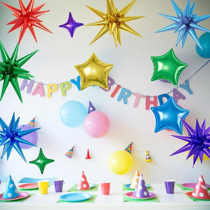 Colorful Star Balloons, 22/18/10 Inch Foil Rainbow Balloons - Image 4