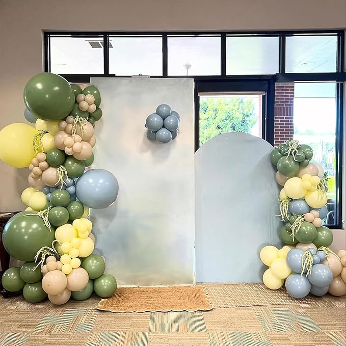 Sage Green Dusty Blue Yellow Balloon, 12 Inch Fog Slate Blue Balloons - Image 7