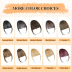 NAYOO Bangs Hair Clip - Moca Brown Fake Bangs 100% Real Human Hair Extensions Wispy Bangs for Women Fringe with Temples Hairpieces Curved Bangs for Daily Wear