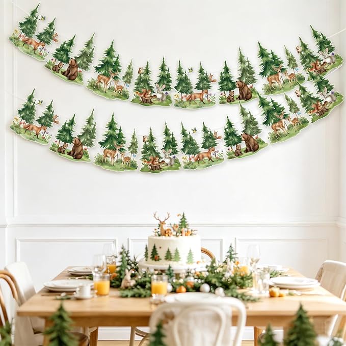 SUNBEAUTY Woodland Animals Banner 13.2FT Baby Shower Garland Party Supplies | - Image 4