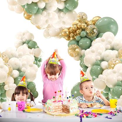 136pcs Sage Green Gold White Balloons Garland Arch kit, 18 12 10 5 Inch Olive - Image 6