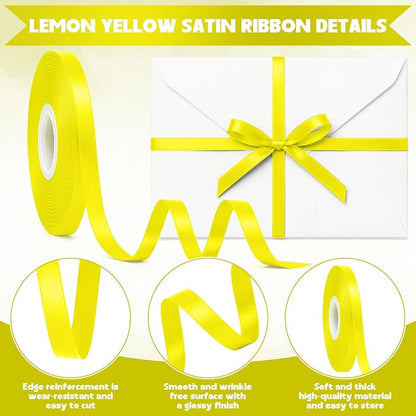 3/8In 30Yards Lemon Yellow Thin Ribbon - Image 3