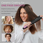 Hair Straightener, 1.25” Flat Iron and Curler 2 in 1, Ceramic Coating, Quick Heat Up, 4 Temp. Options, for All Hair Type, Less Frizz, Shinier and Smoother, Dual Voltage for Travel, Black