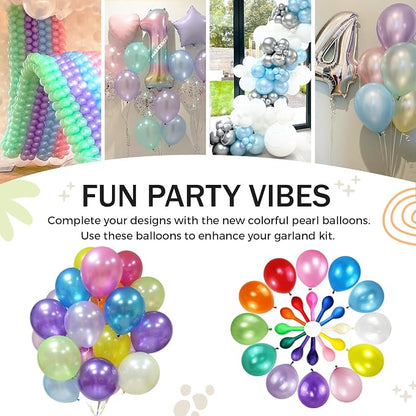 120pcs Pearl Rainbow Balloons Assorted Color 12 Inches Latex, Round Helium - Image 3