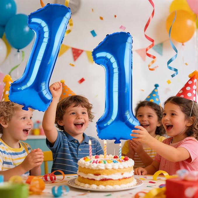 40 Inch Number 11 Balloons for 11th Birthday Party Decorations, 0-100 Dark Blue - Image 2