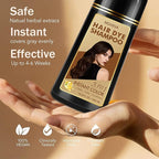 Hair Dye Shampoo 3 in 1, Dark Brown Hair Dye for Men & Women, Long Lasting Hair Color for 100% Gray Hair Coverage, Easy to Use, Shampoo for Color Treated Hair Dye 16.9 Fl Oz (Dark brown)