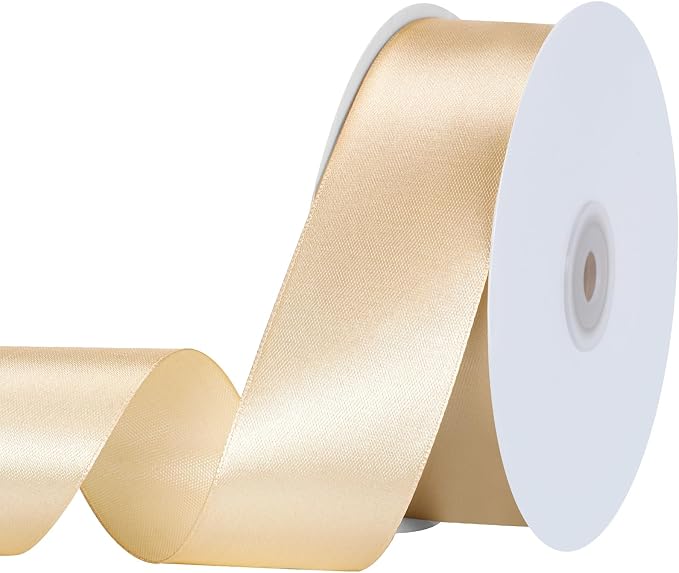 woric Champagne Gold Ribbon 1 1/2 Inch 60 Yards | Wide Gift Satin Ribbons Gold by woric