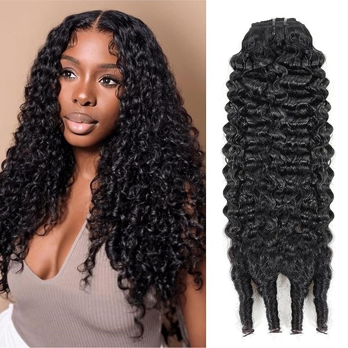 28 Inch Long Burmese Curly Clip in Hair Extensions Real Human Hair #1B Natural Black Color Burmese Curly Clip ins For Women Brazilian Virgin Clip on Hair Extensions