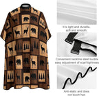Salon Gown Cape Rustic Wood Bear Moose Pattern Haircut Gown, Full Coverage Haircut Hairdressing Cloth Apron for Hairstylists, Easy Clean