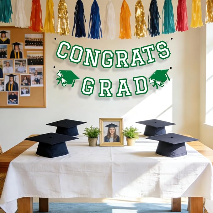 Congrats Grad Banner Graduation Party Banner Decoration Hanging Garland High - Image 4