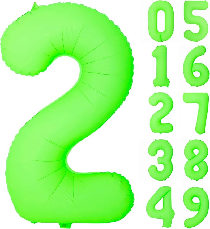 Green Birthday Number 2 Balloon 40 inch Fluorescent Green Number 2 | Helium by Exquisitehighqualitypartydecorationstomeetyoureveryneed%EF%BC%81