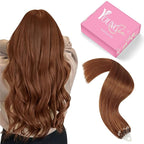 YoungSee Micro Hair Extensions Copper Micro Bead Hair Extensions Micro Links Hair Extension Copper for Women 18In 25g 25s