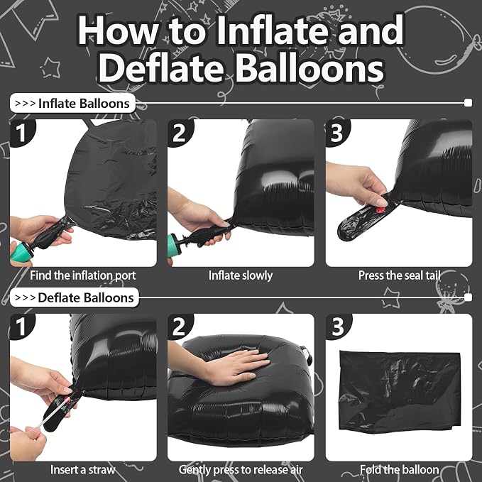 NISOCY 36PCS Metallic Black Square Foil Balloons Wall Backdrop | Double Sided - Image 3