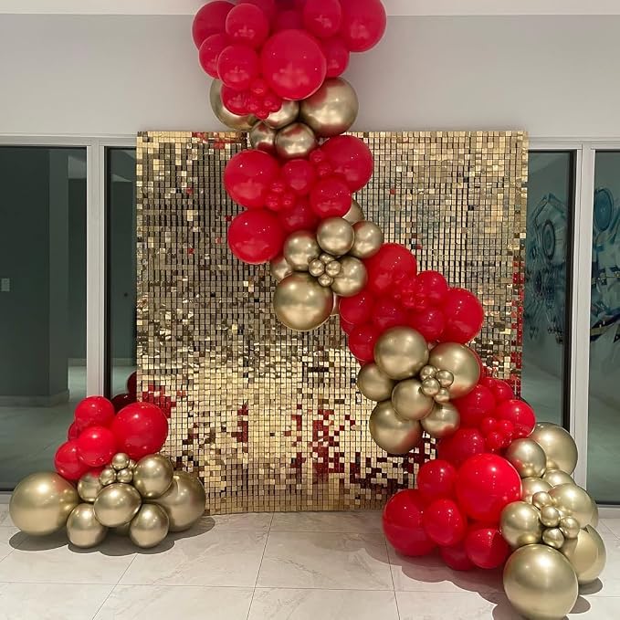 153Pcs Red and Gold White Balloons Garland Arch Kit - Image 6