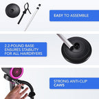 Bamodi Hair Dryer Holder Black - Hands-Free Hair Drying Metal Stand with 360° Rotation, Adjustable Height - Countertop or Wall Mount - Stylish and Convenient Storage Solution for Bathroom