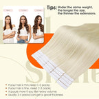 Full Shine Long Injection Tape in Hair Extensions Human Hair Color 60 Blonde Insert Tape Extensions 22Inch Injected 50Gram Machine Remy Seamless Invisible 20Pcs for Party Add Length