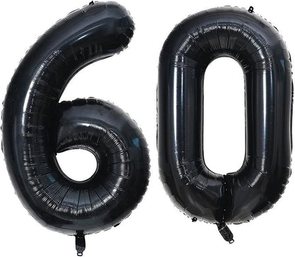 40 Inch Black 60 Number Balloons Giant Jumbo Huge 60 Foil Mylar Helium Number by LHOAVWE