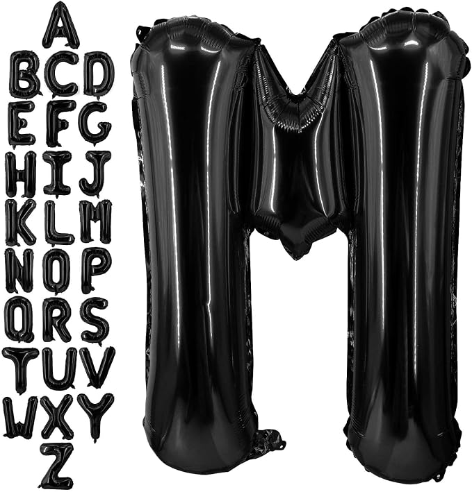 40 Inch Black Letter M Balloons, DIY Phrase Foil Alphabet Letter M Balloons DIY by LHOAVWE