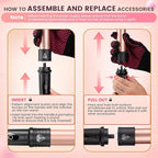 5 in 1 Curling Iron Wand Set, Hair Curling Iron Interchangeable Ceramic Barrels (0.35 to 1.25 Inch), Barrel Heat Protective Glove 2 Clips, Dual Voltage Hair Curler for Girls, Women Gift - Rose Gold