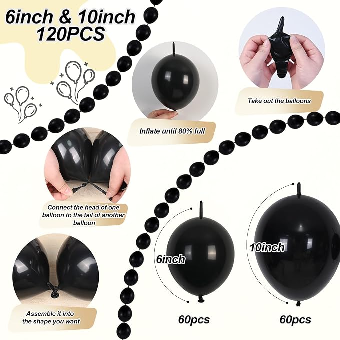 Black Linking Balloons, Quick Link Balloons - Image 2