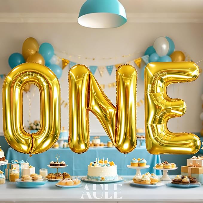 AULE 40 Inch Gold E Balloon Letter Foil A-Z Birthday Big Alphabet | Birthday - Image 2