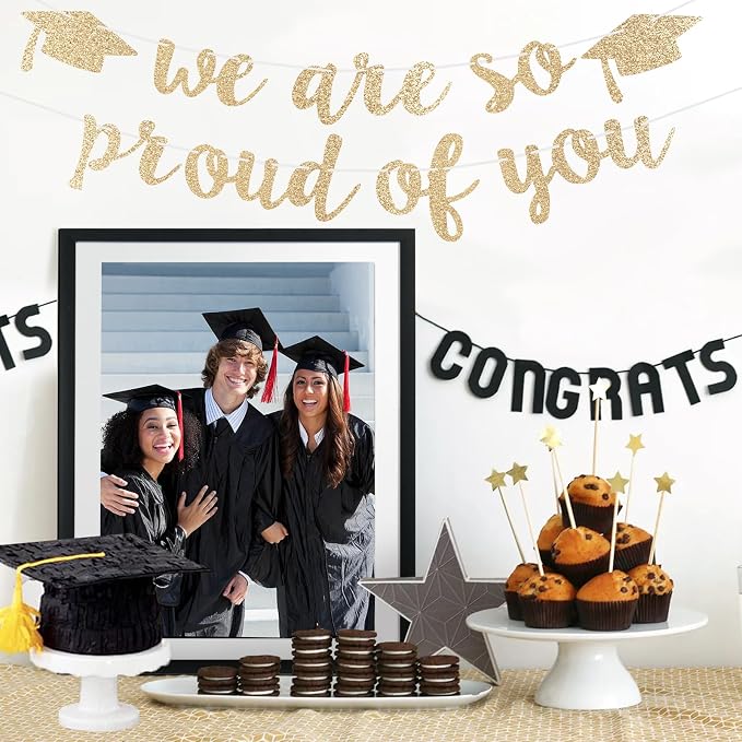 2026 Graduation Decorations Pre-Strung Blingbling We Are So Proud of You Banner - Image 6