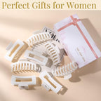 White Hair Clips for Women - 8 Pack 4.3 Inch Large Matte Banana Claw Clips for Women Thin Thick Curly Hair, Big Strong Hold jaw