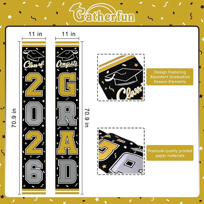 2026 Graduation Decorations, Congrats Grad Banner Backdrop - Image 2