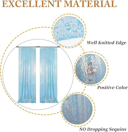 ShinyBeauty 4FTx8FT Iridescent Aqua Sequin Photo Backdrop | Glitter Fabric - Image 4