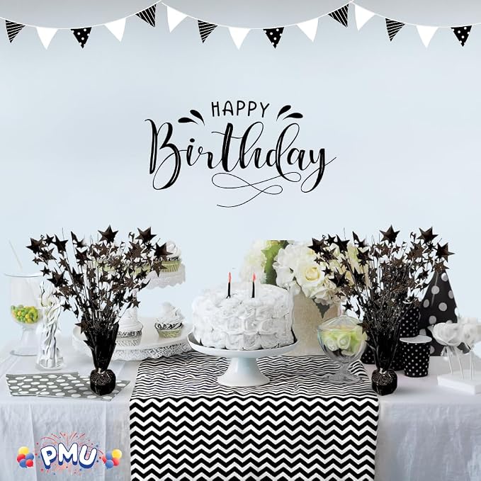 PMU 12 Pack Bursting Star Metallic Foil Spray Centerpiece- Metallic Black - Image 6