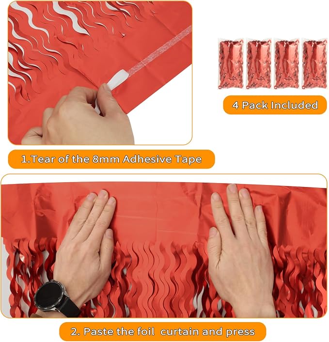 4 Pack Red Streamers Party Decorations - Image 3