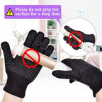Sopito Heat Resistant Gloves with Silicone Bumps, Professional Heat Gloves for Hair Styling Curling Iron Wand Flat Iron, Black