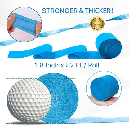 PartyWoo Blue Sky Light Blue Crepe Paper Streamers 6 Rolls 492 FT | Graduation - Image 6