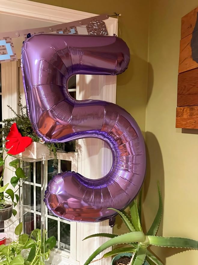 3 Balloon Numbers Birthday Decorations, 40In Purple Balloons - Image 3