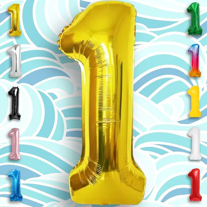 Gold Number Balloon 1 Mylar Foil Balloons 32 inch - Image 4