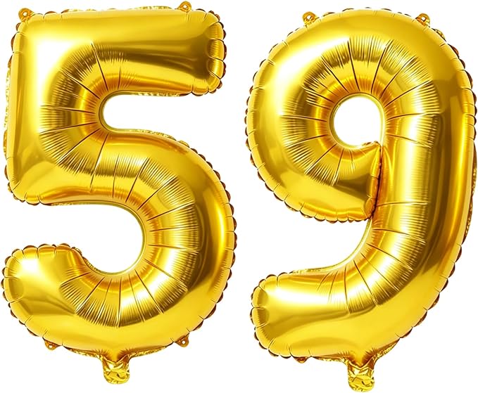 40 Inch Number 59 Balloons for 59th Birthday Party Decorations, 0-100 Gold by FOBELEC