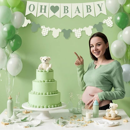 Hahafelt 1 Pcs Green Gingham Baby Banner - Image 7