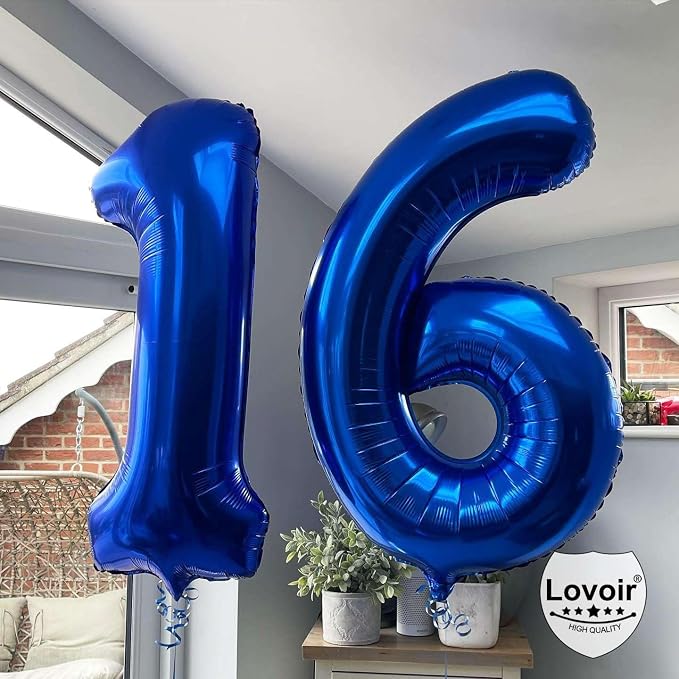 Navy Blue 16 Number Balloons, 40 Inch Giant Number 16 Balloons Foil Mylar - Image 4
