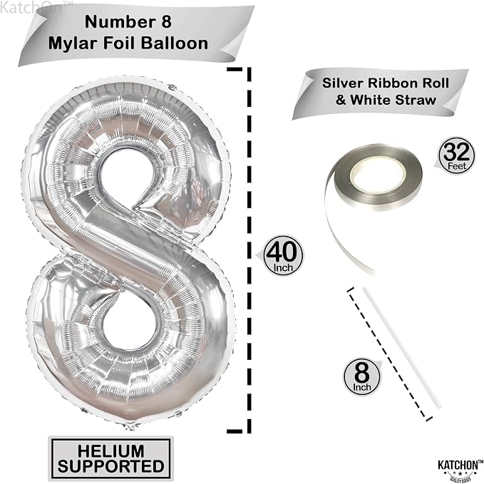 KatchOn, Giant Silver Number 8 Balloon - Image 4