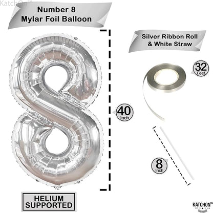 KatchOn, Giant Silver Number 8 Balloon - Image 4