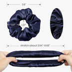 LILYSILK Silk Hair Scrunchies for Frizz & Breakage Prevention 100% Mulberry Silk Hair Ties No Damage Elastic Silk Ponytail Holders, 1Pc, Navy Blue