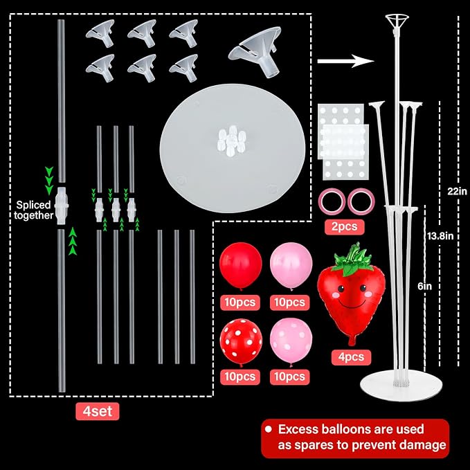 4 Sets Strawberry Party Balloon Stand Kits - Image 2