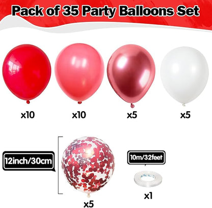 Red Balloons Set 12 Inch Red and White Balloons - Image 3
