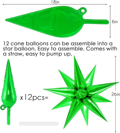 72 Pcs Star Balloons Foil Explosion Balloons Magic 12 Point Star Cone Balloon - Image 6