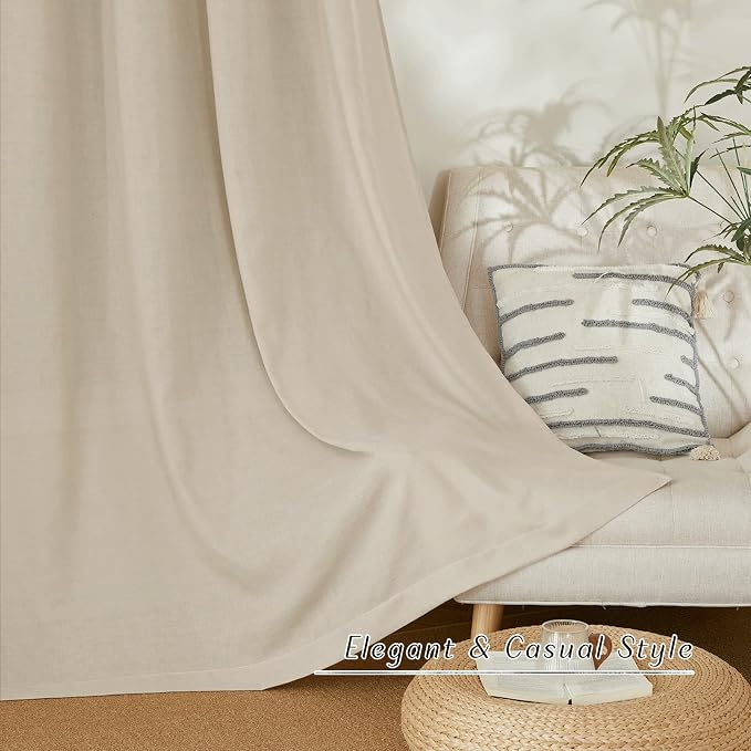 NICETOWN Rustic Linen 96 inch Long Curtains - Image 3