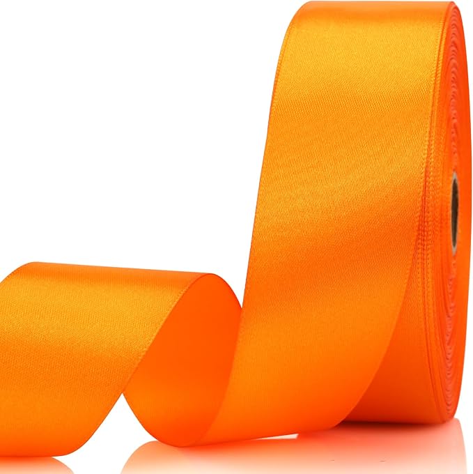 1-1/2 Inch 60 Yards Orange Solid Satin Ribbon by Unknown