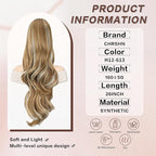Ponytail Extension, Drawstring Ponytail Extension for Women 26 Inch Long Wavy Pony Tails Hair Extensions Synthetic Clip in Ponytail Hairpiece for Women Brown Mixed Blonde
