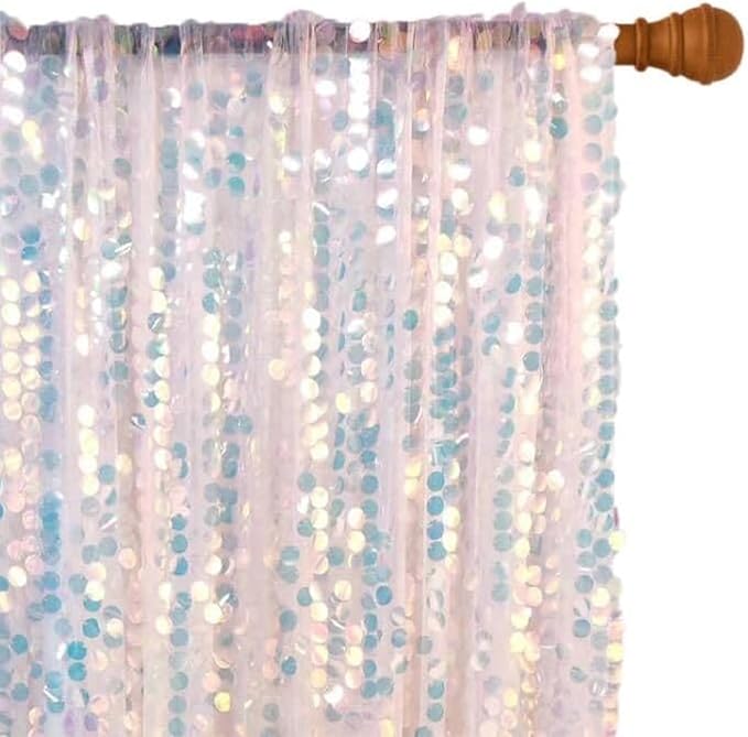 HH 9x8FT Iridescent Big Sequin Backdrop Curtains, Sequin Photo Backdrop Curtain - Image 4